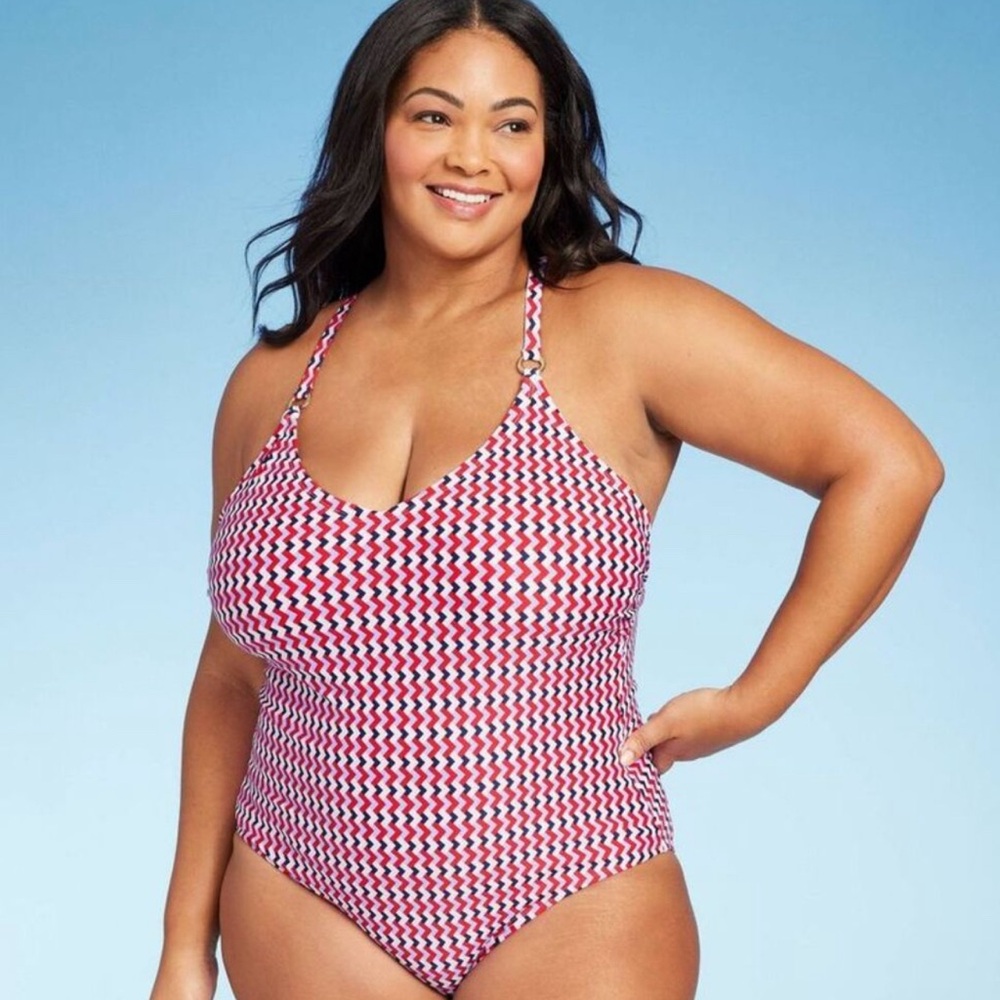 Kona Sol Geo Print One Piece Swimsuit - NWT